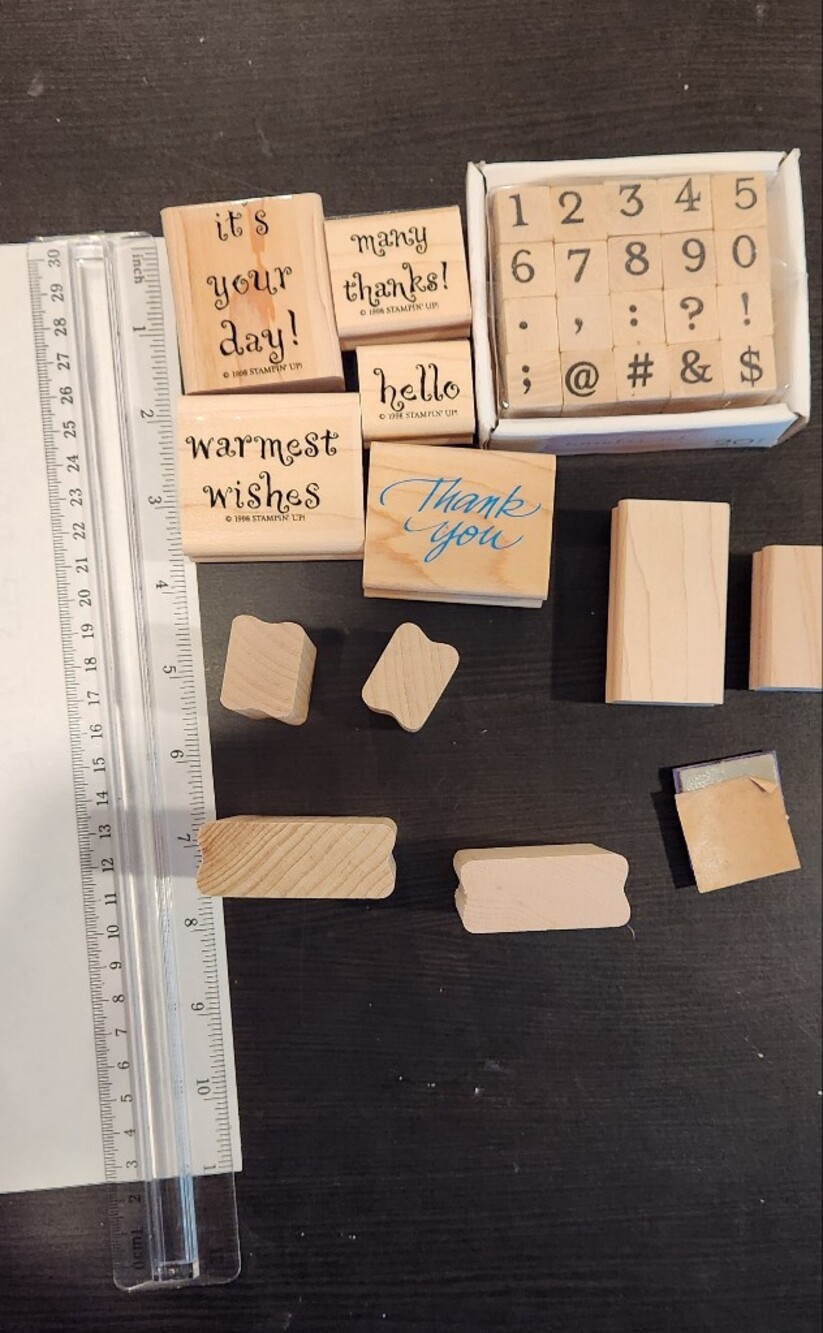 Wood Craft Stamp Blocks - Natural Wood Some Blank Never Used